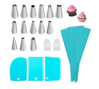 Set di sac à poche e beccucci in silicone, kit per decorazione torte con ugelli in acciaio inox, sac à poche riutilizzabili, raschietto per glassa, accessori da forno per torte, cupcake, biscotti fai