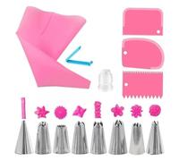 Set di sac à poche e beccucci in silicone, kit per decorazione torte con ugelli in acciaio inox, sac à poche riutilizzabili, raschietto per glassa, accessori da forno per torte, cupcake, biscotti fai