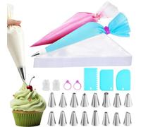 Set di Sacche da Pasticcere e Bocchette | 16 Pezzi Di Beccucci Per Decorazione Dolci | 100 Pezzi Sac À Poche Anti Scoppio Da Glassa Con 3 Raschietti, 2 E 2 | Per Principianti Dolci Pasticceria