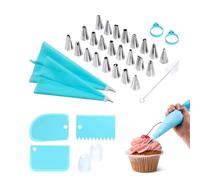 Set di Sacche e Ugelli per Decorazione - 34 Pezzi Riutilizzabili Da Pasticceria E Glassatura,Set Sac a Poche e Bocchette per Decorazione,Per Dessert Caramelle Pasticceria Cupcake E Biscotti