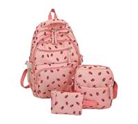 Set Di Sacchetti Per Borse Per Backpack Da Berry Da Donna In 3 Parti | Nylon E Poliestere, Zaino Da Donna Leggero Con Borse E Sacchetto Cosmetico, Rosa/bianco/nero, Grande 45x30x15cm + Medio +