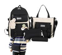 Set di sacchetti per ecoper bambino - 4 pezzi per asilo prescolare con borsa, astuccio per matite, a tracolla, per ragazzi con fili di ecolibri, custodia per l'eco, tra, Nero , Se référer au