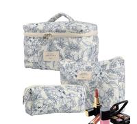 Set di sacchetti per trucco floreale - 3 pezzi di sussidio per la cura della pelle, set di sacchetti per trucco floreale | Borsa cosmetica di in cotone, borsa da toeletta per l'organizzat