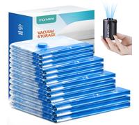 Set di Sacchetti Sottovuoto con Pompa ad Aria Elettrica Senza Fili, MONVANE Confezione da 12 Sacchetti - 3*L 3*M 3*S 3*XS, Sacchetti Sottovuoto per Vestiti, Viaggi, Biancheria Intima, Cosmetici