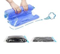 Set di Sacchetti Sottovuoto Vestiti da Viaggio, 11 Pezzi Include 5 Misure, Sacchi di Compressione Arrotolabili a Mano Senza Pompa, Riutilizzabile, per Vestiti, Biancheria Intima, Scarpe