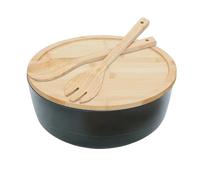 Set di, salada in legno, ciotola di insalata, grandi ciotole da servire con coperchio, contenitori per cibi cucchiai e supporto per una casa in campeggio in campeggio barbecue