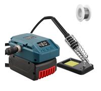 Set di saldatore a batteria per Bosch 18 V GBA, supporto per saldatore Bosch 18 V, 60 W, LCD da 60 W, temperatura regolabile 180-480 °C, saldatore senza fili con filo di saldatura da 50 g