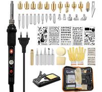 Set di saldatore per pirografo, 60 W, temperatura regolabile, 200 - 450 °C, pistone di combustione per legno, pelle, incisione, fai da te, arte, saldatura, scultura in legno.