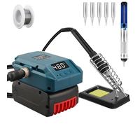 Set di saldatore senza fili per Bosch Professional 18 V, batteria GBA da 60 W, LCD da 60 W, temperatura regolabile 180-480 °C, con interruttore on/off, asta di aspirazione, filo di saldatura da 50 g