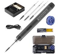 Set di saldatori a batteria, set di batterie per saldatore elettrico intelligente, ricaricabile tramite USB, saldatore con LCD, 260 ℃-420 ℃, 3 livelli di temperatura regolabili, 3 punte di saldatura