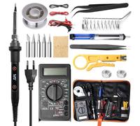 Set di saldatori a LED, 80 W, temperatura regolabile 180 - 520 °C, set di saldatura portatile, set di saldatura per lavori elettrici, filo di saldatura, 5 punte di saldatura, pompa dissaldante,