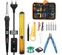 Set di Saldatori da 60 W con 5 Punte Intercambiabili, Temperatura Regolabile, Mu