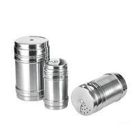 Set di sale e pepe in acciaio inox con fori di erogazione regolabili per cucina domestica, barbecue all'aperto, campeggio e condimento da viaggio - coperchio rotante (S)