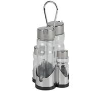 Set di sale e pepe in vetro con supporto in metallo per interni, cucina, utensili e bottiglie