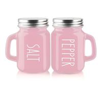 Set di sale e pepe rosa - Accessori da cucina rosa - Decorazione da cucina rosa - Set di sale e pepe in vetro da 113,4 g per tavolo da cucina, camper, barbecue, facile da pulire e ricarica