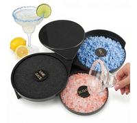 Set di saliera a 3 livelli con vassoio per guarnire e coperchio e spugna al lime, bordo in vetro da cocktail per sale, zucchero, peperoncino, lime, accessori da bar per bar di casa, kit da barista per