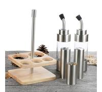 Set di saliera e pepiera, dispenser per condimenti ricaricabili, accessorio da tavolo con base in legno, design Minmalist Spics, essenziali per cucinare tutti i giorni, pratico controllo del