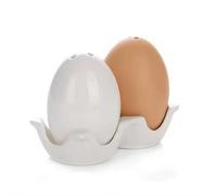 Set di saliera e pepiera, set creativo in ceramica per sale e pepe, mini shaker marrone a forma di uovo con supporto in cartone, set in ceramica a forma di uovo, decorazione per cucina, casa, tavolo
