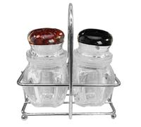 Set di saliera e pepiera, trasparente, con supporto, per ristorante, piano di lavoro, appartamento, armadietto, picnic, casa e campeggio