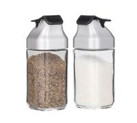 Set di saliere e pepiere in vetro J&M Design con coperchio a ribalta in plastica antiumidit per il piano di lavoro della cucina o per l'uso in v