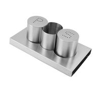 Set di Saliere e Pepiere, Set di Saliere e Pepiere in Acciaio Inossidabile Portastuzzetti con Vassoio Dispenser per Condimenti per Tavola Pranzo