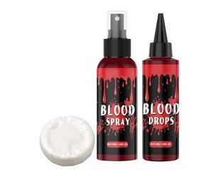 Set di sangue falso di Halloween: accessori speciali per il trucco speciale per il trucco a specchio spray al plasma da 2 pezzi con spray per vernice lavabile con sapone per il viso con sapone