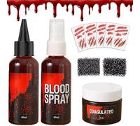 Set di Sangue Finto,Halloween Sangue Finto Lavabile,Set Trucco per Halloween,Trucchi Halloween Make up Kit,Trucchi di Halloween,per Giochi di Ruolo,Drammi,Scherzi,Artisti
