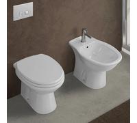 Inbagno Coppia di Sanitari Tradizionali Serie Karla con copriwater con Chiusura Tradizionale