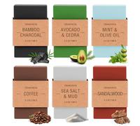 Set di sapone da uomo, 6 x 100 g di saponi doccia solido naturale, set regalo di saponi da doccia per uomo, viso, corpo e mani, mini regali di sapone per Natale, San Valentino, Compleanno