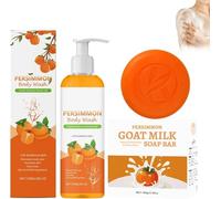 Set di sapone e bagnoschiuma al cachi giapponese, saponi deodoranti al cachi, detergente deodorante naturale per eliminare gli odori, trattamento idratante e purificante per la pelle degli anziani