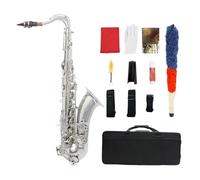 Set Di Sax Con Corpo In Ottone Per Sassofono Tenore In Sib Con Custodia Accessorio Per Sassofono Strumenti A Fiato Professionali (Color : Silver)