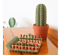 Set di scacchi a forma di cactus, 21 cm, portatile, arrotolabile, da viaggio, con 32 pezzi di piante in vaso, adatto per gli amanti delle piante, decorazione da tavolo per la casa (verde)