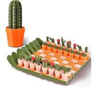 Set di scacchi cactus-Creattichess stampato in 3D-Scacchiera da viaggio portatile roll up-Facile da conservare pezzi a tema cactus per amanti delle piante, famiglia
