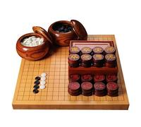Set di scacchi cinesi Go Game, scacchiera cinese Weiqi a due facce, 19 x 19 pezzi a doppia nuvola convessa(Old pieces)