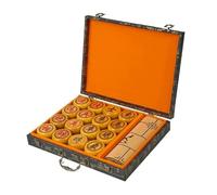 Set di scacchi cinesi Xiangqi Nanmu con filo d'oro e scacchiera in pelle(4.8cm/1.9in)