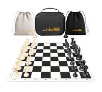 Set di scacchi da torneo, scacchiera in silicone da 50,8 cm, altezza 8,9 cm, scacchi Staunton con 2 regine extra, set di scacchi portatile professionale con custodia
