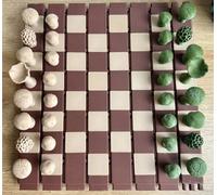 Set di Scacchi della Foresta, Scacchiera con Tronchi e Funghi, Set di Scacchi della Foresta Stampato in 3D, Set di Scacchi, Scacchiera e Pezzi con Funghi (1 Set)