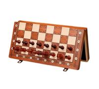 Set di scacchi e dama in legno Set di gioco Dama da viaggio Tavolo pieghevole portatile Set per principianti Facile da giocare Tavola in legno