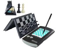 Set Di Scacchi Elettronico, Computer Scacchistico Portatile Touch Con Scacchiera Pieghevole E Pezzi Magnetici, Ampio Display Lcd Con Stilo, Gioco Ai 7 In 1 Per Adulti, Bambini E Principianti
