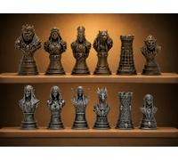 Set di Scacchi Fantasy Orchi vs Elfi - 32 Pezzi Stampati in 3D, Design Dettagliato di Orchi ed Elfi, Finitura Oro e Argento Anticato - Scacchi Fantasy, Scacchiera Non Inclusa