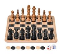 Set di scacchi in legno-Board di gioco a due lati | Gioco interattivo classico per principianti e adulti, viaggi in famiglia, casa e giocos all'aperto