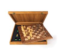 Set Di Scacchi In Legno Manopoulos In Radica Di Noce 40x40cm Con Pezzi Moderni