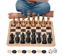 Set Di Scacchi In Legno - Set Di Scacchi Da Viaggio | Gioco Da Tavolo Di Sccacchi | Sets Scacchiere Legno | Gioco Divertente Interattivo | Tavola In Legnno A Doppia Faccia Per Adulti Principianti Bam