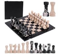 Set di scacchi in marmo da 38,1 cm, con zebra nera e Verona con scatola portaoggetti, set di scacchi classici per 2 giocatori per adulti, 1 scacchiera e 32 pezzi di scacchi, set da viaggio
