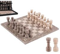 Set di scacchi in marmo Oceanic & Verona da 30,5 cm, con scatola portaoggetti e 2 giochi da tavolo classici fatti a mano extra queen per adulti, scacchiera in marmo di lusso e pezzi di scacchi per