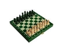 Set di scacchi magnetici in legno Mini 20 cm - tavola verde - scacchi da viaggio pieghevole con scomparto per personaggi