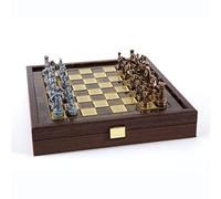Set di Scacchi Manopoulos - Esercito Romano Greco - Blu e Rame - Custodia in Legno - Tavola Marrone - 2 Giocatori - Età Adulta
