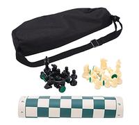 Set di scacchi pieghevole portatile in PVC, gioco di scacchi con custodia a cerniera, tavola da viaggio compatta 34x34 cm per giocare al chiuso e all’aperto, divertimento in