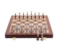 Set di scacchi pieghevoli in legno con dettagli in metallo chess | Gioco da tavolo strategico con pezzi degli scacchi for giocare a casa e regalare