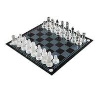 Set di scacchi portatile in vetro Pezzi satinati e trasparenti Scacchi | Fondo in feltro di cristallo for adulti e adolescenti for l'educazione al gioco(25*25cm)
